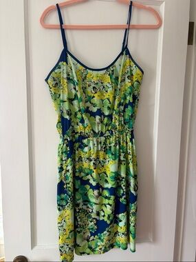 Collective Concepts Floral Slip Dress in Blue, Green & Yellow